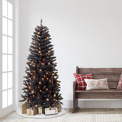 Puleo International Inc. 6-ft. Pre-Lit Black Carson Pine Artificial Christmas Tree