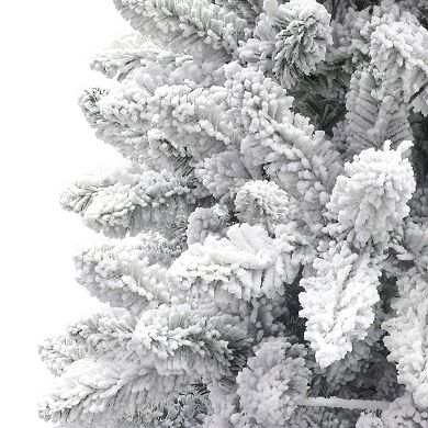 PULEO INTERNATIONAL 6-ft. Pre-Lit Flocked Carson Pine Artificial Christmas Tree