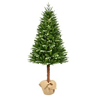 Puleo International Inc. 6-ft. Topiary Alpine Artificial Christmas Tree in Burlap Sac