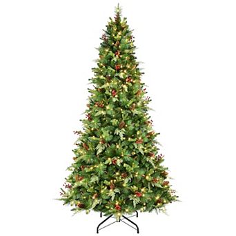 Puleo International Inc. 7.5-ft. Pre-Lit Albany Spruce Adorned Artificial Christmas Tree