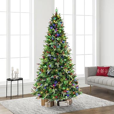 Puleo International Inc. 7.5-ft. Pre-Lit Albany Spruce Adorned Artificial Christmas Tree