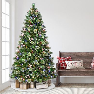 Puleo International Inc. 7.5-ft. Pre-Lit Snowy Iowa Pine Artificial Christmas Tree