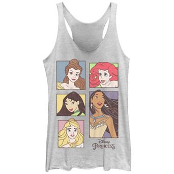 Disney's Princess Belle, Ariel, Mulan, Pocahontas & Aurora Happy Portraits Juniors' Racerback Tank Top