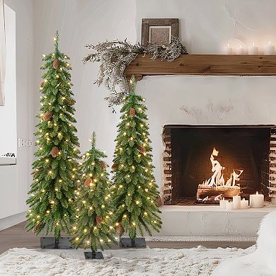 Puleo International Inc. Pre-Lit Artificial Christmas Trees 3-piece Set