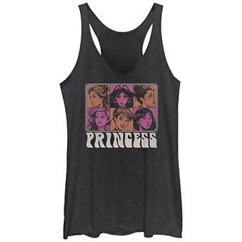 Disney's Princess Belle, Jasmine, Tiana, Ariel, Cinderella & Mulan Retro Portraits Juniors' Racerback Tank Top