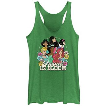 Disney's Princess Cinderella, Jasmine, Mulan, Snow White, Tiana & Ariel Dreams In Bloom Retro Juniors' Racerback Tank Top