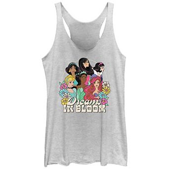 Disney's Princess Cinderella, Jasmine, Mulan, Snow White, Tiana & Ariel Dreams In Bloom Retro Juniors' Racerback Tank Top