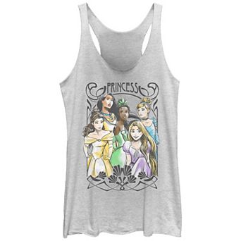 Disney's Princess Belle, Pocahontas, Tiana, Rapunzel & Cinderella Noveau Portrait Juniors' Racerback Tank Top