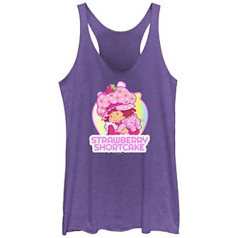 Juniors' Strawberry Shortcake And Custard Stamp Racerback Tank Top