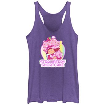 Juniors' Strawberry Shortcake And Custard Stamp Racerback Tank Top