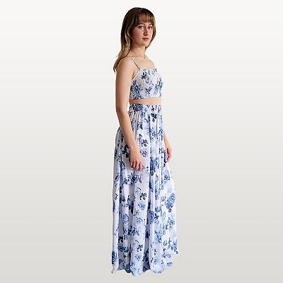 Juniors' 1412 Floral Cami Maxi Skirt Set