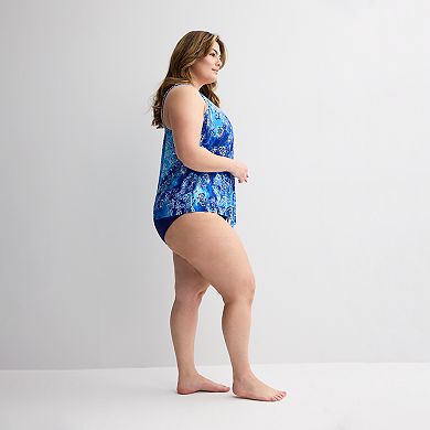Plus Size Bal Harbour V-Neck Hanky Fauxkini