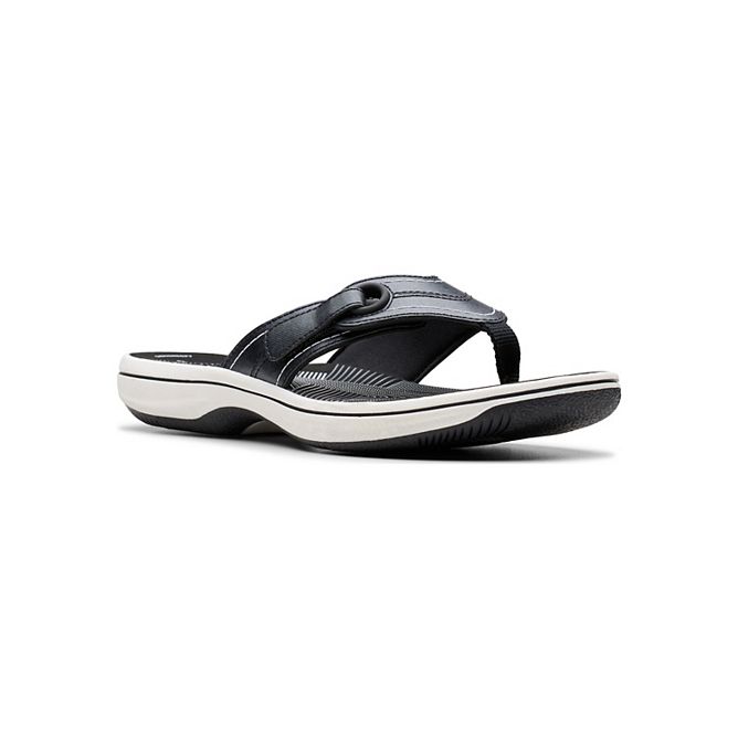 Women's Clarks Cloudsteppers Breeze Reyna Flip Flop Sandals (Size-8, Black)