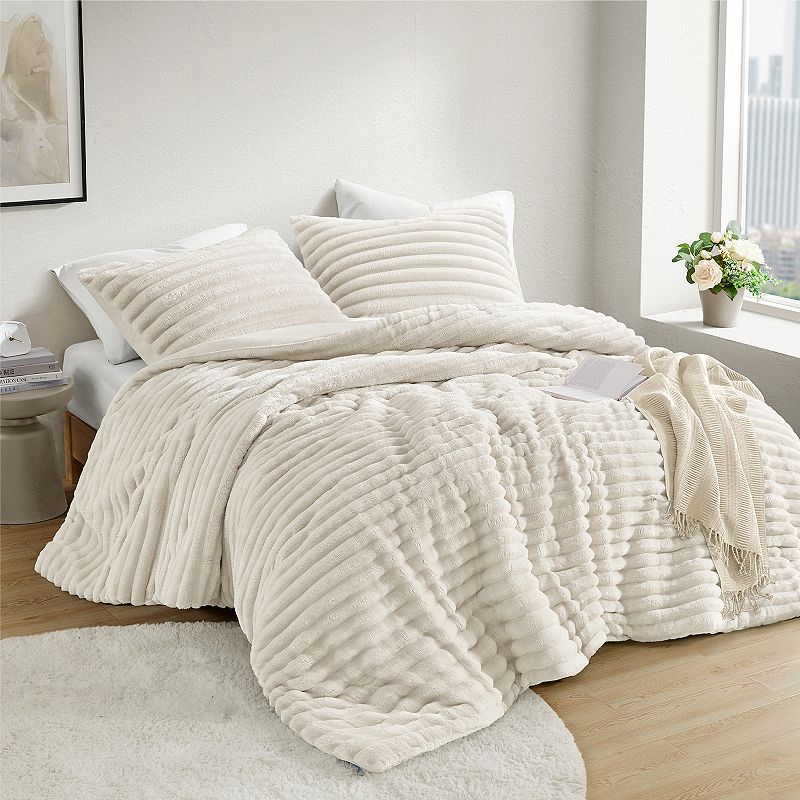 510 Design Avril Fluffy Ribbed Plush Comforter Set, Ivory