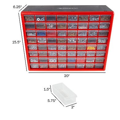 Stalwart 64-Drawer Plastic Storage Organizer