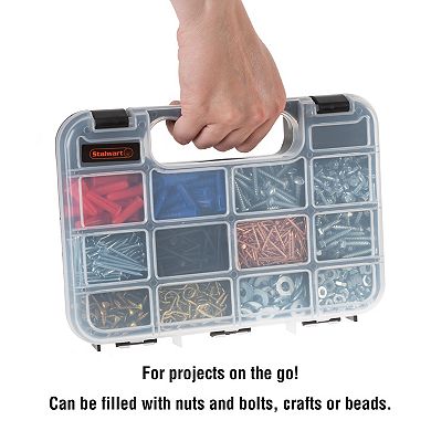 Stalwart Portable 14-Compartment Locking Storage Case