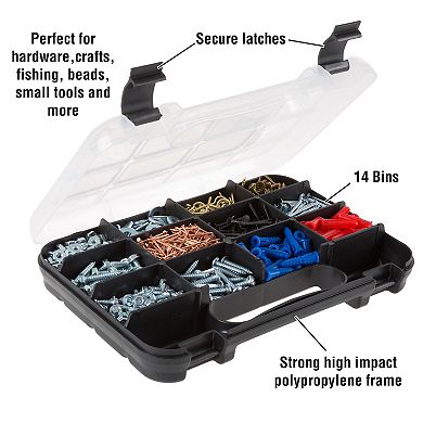 Stalwart Portable 14-Compartment Locking Storage Case