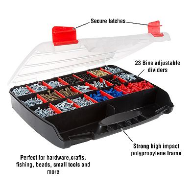 Stalwart Portable 23-Compartment Locking Storage Case