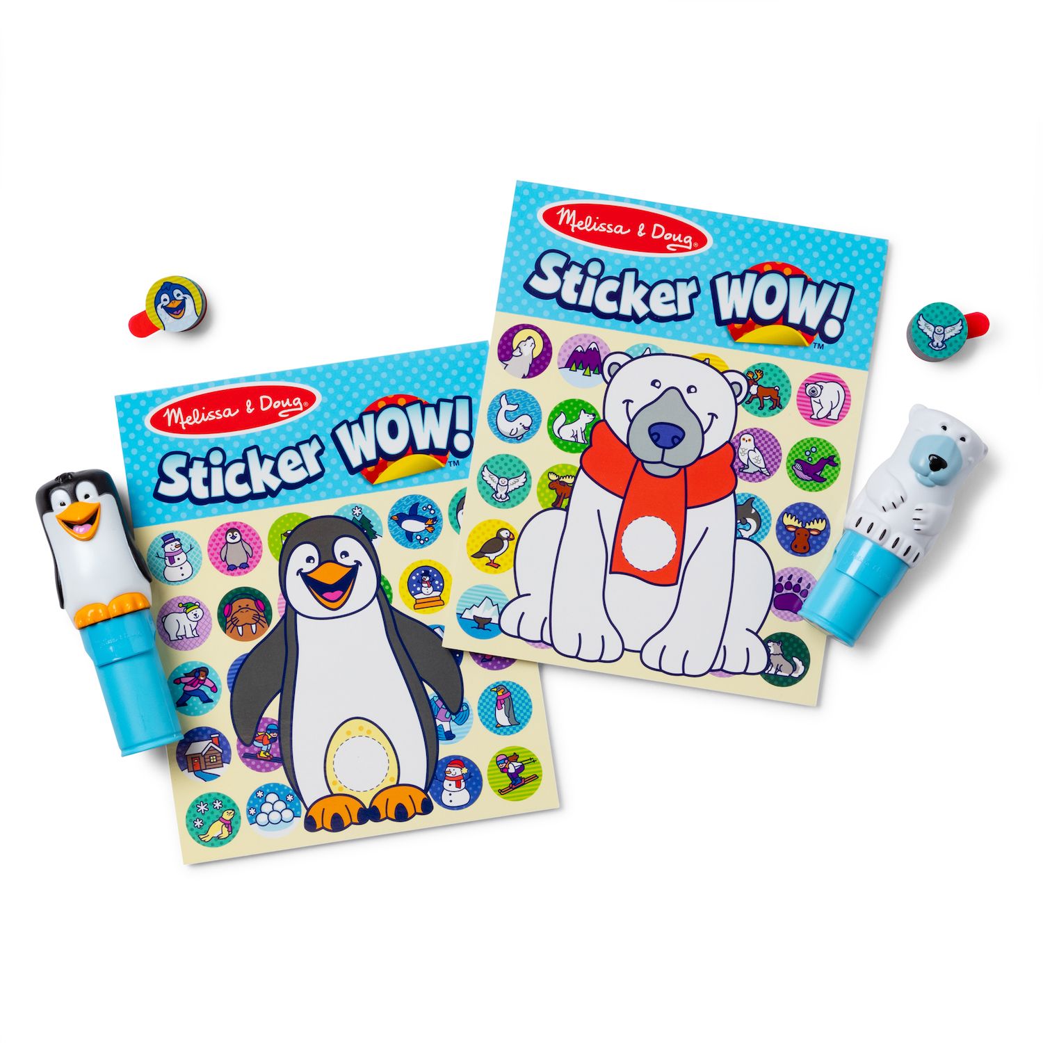 Melissa & Doug Sticker Wow! Winter-Vorteilspack – Mit Eisbär & Pinguin Stempel, 900 Aufkleber, 2 Aktivitätenblöcke