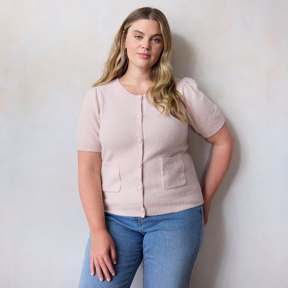 Plus Size LC Lauren Conrad Short Sleeve Cardigan