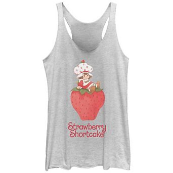 Juniors' Strawberry Shortcake Sitting In A Big Strawberry Racerback Tank Top