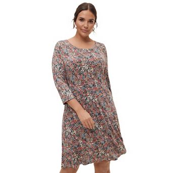 ellos Plus Size Madison Knit Three-Quarter Sleeve Dress