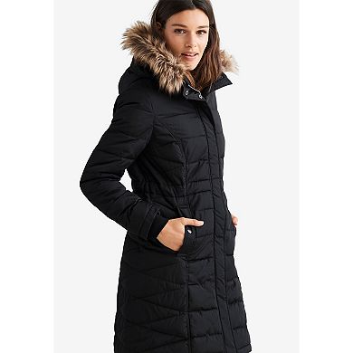 ellos Plus Size Faux Fur Trim Puffer