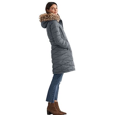 ellos Plus Size Faux Fur Trim Puffer