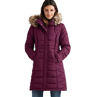 ellos Plus Size Faux Fur Trim Puffer