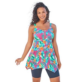 Swim 365 Women's Plus Size Longer-length Tankini Top
