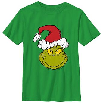 Boys 8-20 Dr. Seuss Grinch Wearing Santa Hat Graphic Tee