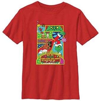 Boys 8-20 Dr. Seuss Grinch Comic Scenes Graphic Tee