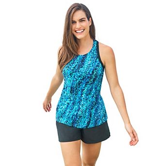 Swim 365 Women's Plus Size Longer-length Racerback Tankini Top