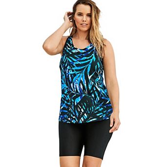 Swim 365 Women's Plus Size Longer-length Racerback Tankini Top