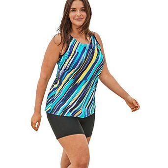 Swim 365 Women's Plus Size Longer-length Racerback Tankini Top