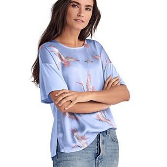 ellos Plus Size Satin-Front Tee