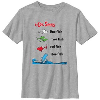Boys 8-20 Dr. Seuss One Fish Two Fish Red Fish Blue Fish Cover Graphic Tee