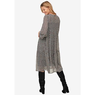 ellos Plus Size Sheer Overlay Tiered Dress