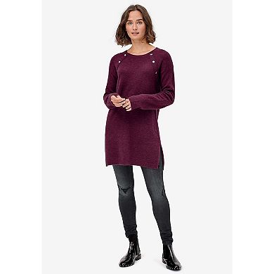 ellos Plus Size Button-Trim Sweater Tunic
