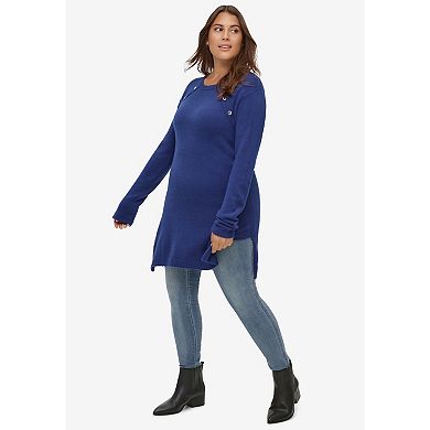ellos Plus Size Button-Trim Sweater Tunic