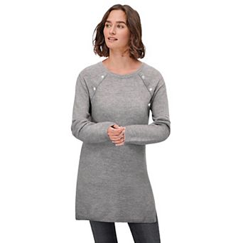 ellos Plus Size Button-Trim Sweater Tunic