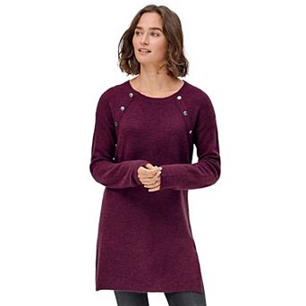 ellos Plus Size Button-Trim Sweater Tunic
