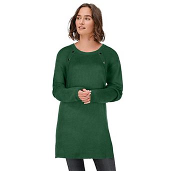 ellos Plus Size Button-Trim Sweater Tunic
