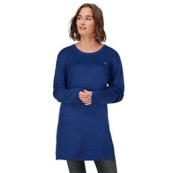 ellos Plus Size Button-Trim Sweater Tunic