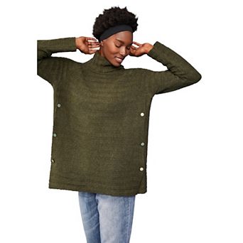 ellos Plus Size Side Button Turtleneck Sweater