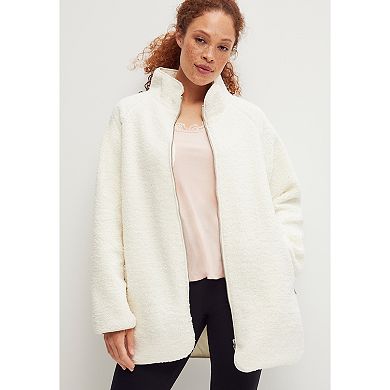 ellos Plus Size Sherpa Zip-Front Jacket