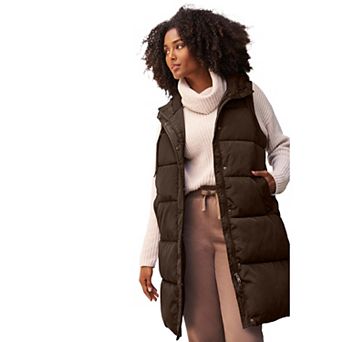 ellos Plus Size Long Hooded Puffer Vest