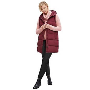 ellos Plus Size Long Hooded Puffer Vest