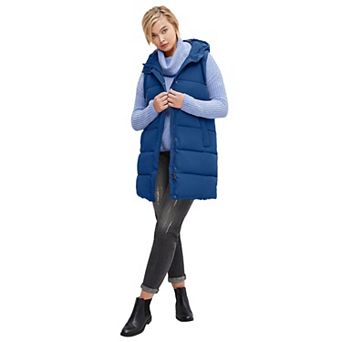 ellos Plus Size Long Hooded Puffer Vest