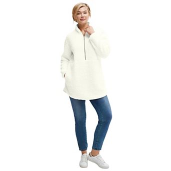 ellos Plus Size Half-Zip Sherpa Pullover